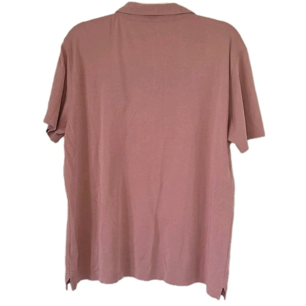 Robert Barakett Mens Shirt Medium Pima Cotton Short Sleeve Polo Dusty Rose Mauve - Picture 2 of 8